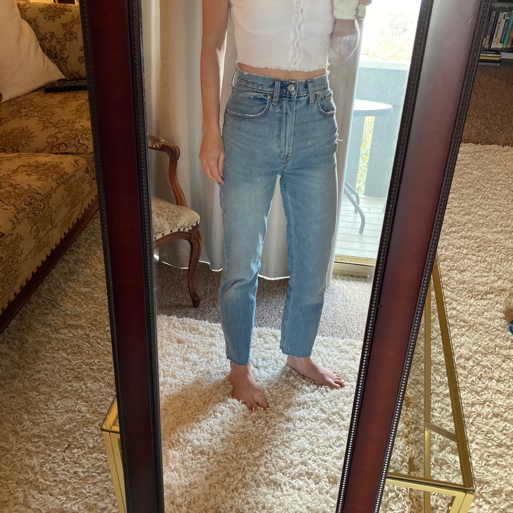 Ultra high rise straight leg jeans